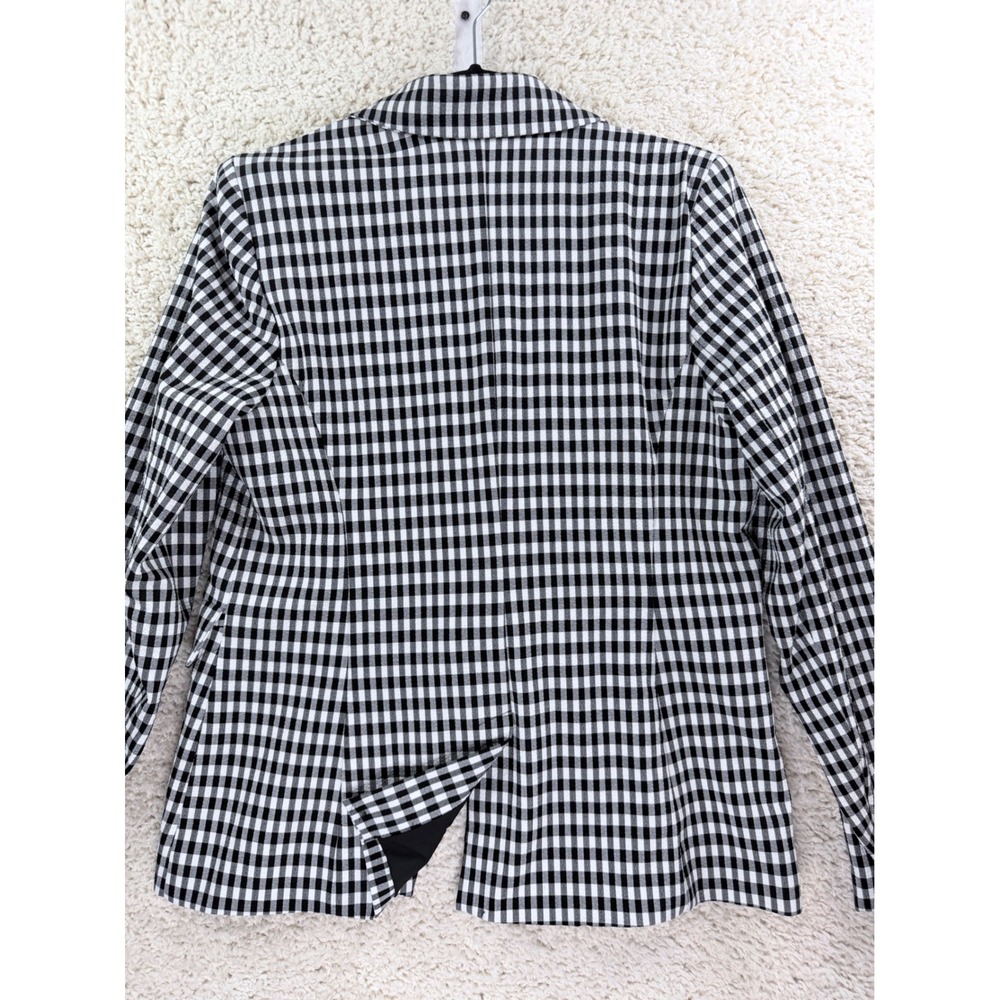 Anthropology Maison d'Amélie Blazer Large Black White Gingham Double Breasted - Picture 9 of 12